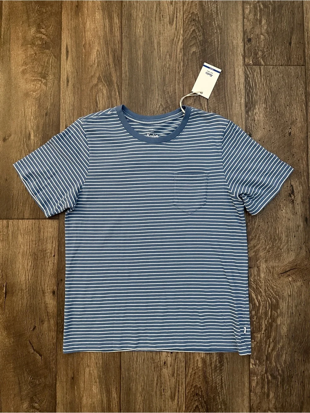 Katin 100% Cotton Casual Short Sleeve T-Shirt Boy’s Size L Striped Blue